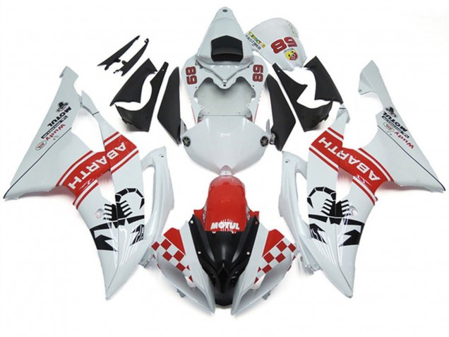 2008-2016 White Red Black Motul Michelin Abarth 89 Yamaha YZF R6 Motorcycle Fairings
