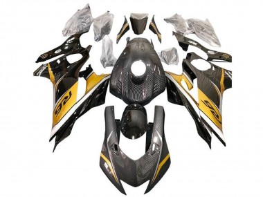 2017-2023 Gold White Black Faux Carbon Fiber Yamaha YZF R6 Motorcycle Fairings