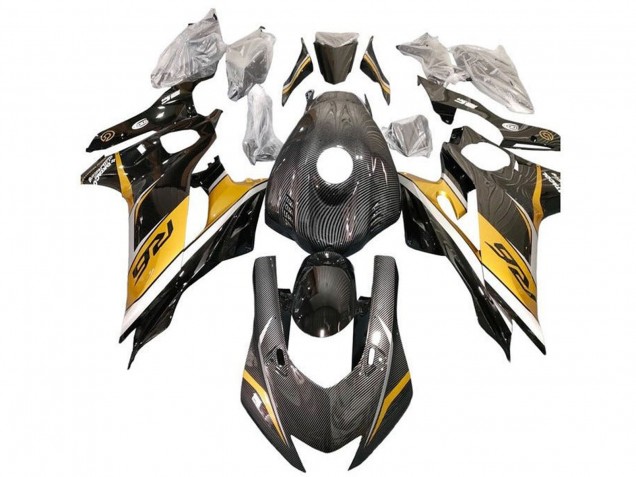 2017-2023 Gold White Black Faux Carbon Fiber Yamaha YZF R6 Motorcycle Fairings