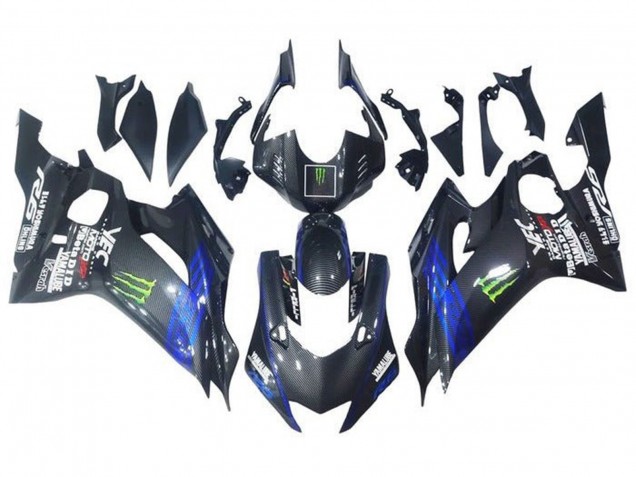 2017-2023 Blue Black Faux Carbon Fiber Green Monster Yamaha YZF R6 Motorcycle Fairings