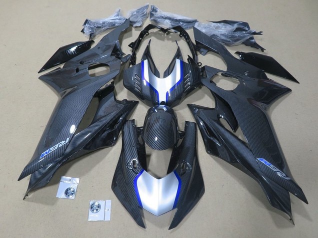 2017-2023 Silver Blue Black Faux Carbon Fiber Yamaha YZF R6 Motorcycle Fairings