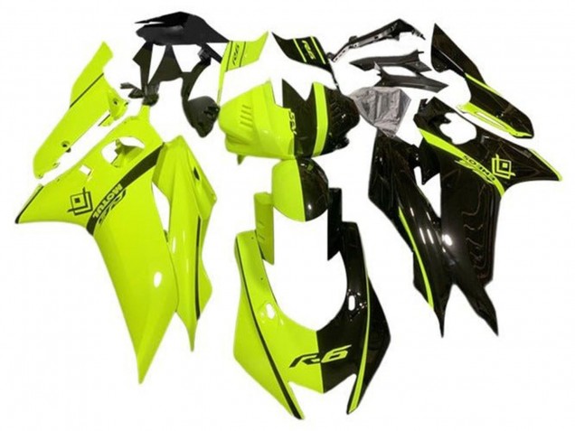 2017-2023 Neon Yellow Gloss Black Split Yamaha YZF R6 Motorcycle Fairings