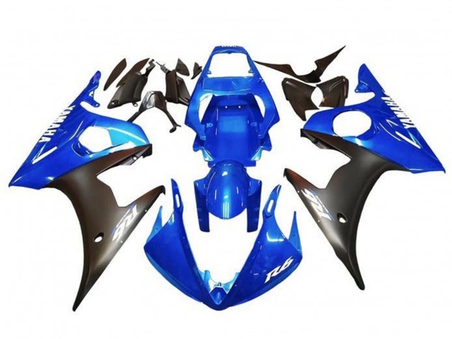 2003-2004 Blue Matte Black White Decals Yamaha YZF R6 Motorcycle Fairings