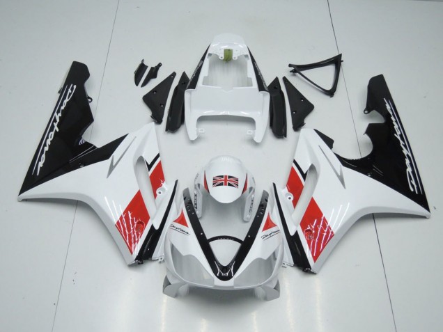 2006-2008 White Red Glossy Black Triumph Daytona 675 Triple Motorcycle Fairings
