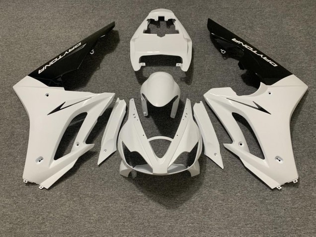 2006-2008 White Glossy Black Triumph Daytona 675 Triple Motorcycle Fairing