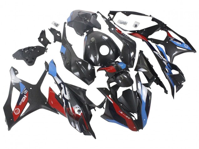 2023-2024 Blue Red Carbon Fiber BMW S1000RR Motorcycle Fairings