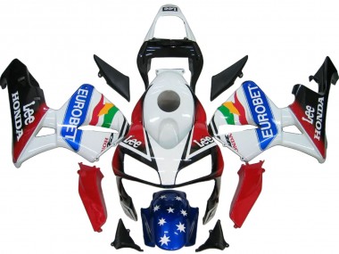 2003-2004 White Red Blue Glossy Black EuroBet Honda CBR600RR Bike Fairings