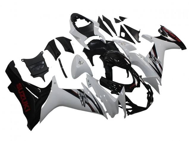 2011-2024 White Glossy Black Suzuki GSXR 600/750 Motorcycle Fairings