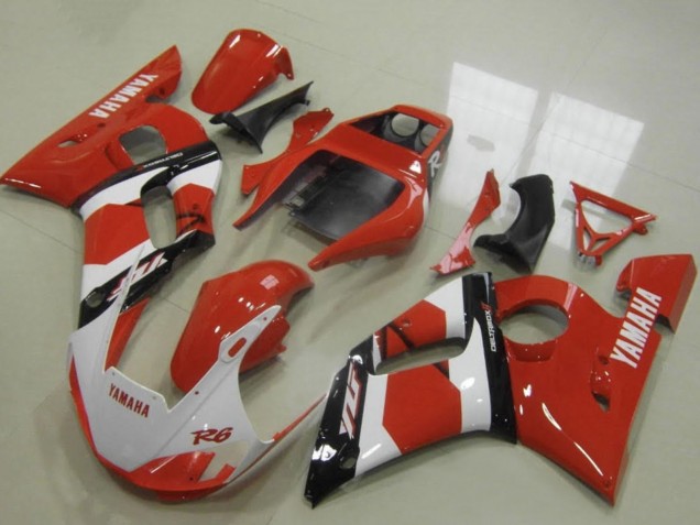 1998-2002 Red White Glossy Black Yamaha YZF R6 Motorcycle Fairings