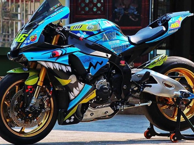 2015-2019 Blue Yellow Shark Yamaha YZF R1 Motorcycle Fairings