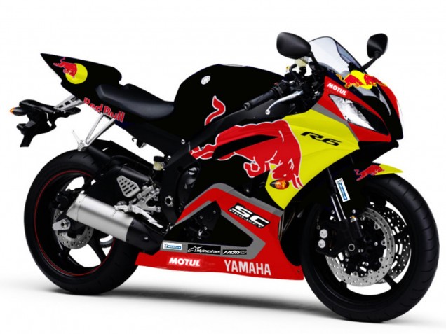 2006-2007 Glossy Black Yellow Red Bull Motul Yamaha YZF R6 Motorcycle Fairings