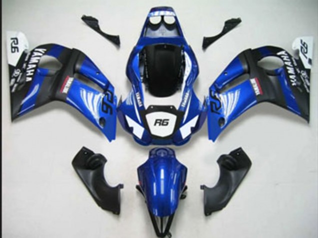 1998-2002 Blue White Matte Black Yamaha YZF 600 R6 Motorcycle Fairings
