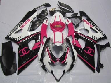 2005-2006 White Pink Black Chanel Suzuki GSXR 1000 Motorcycle Fairings