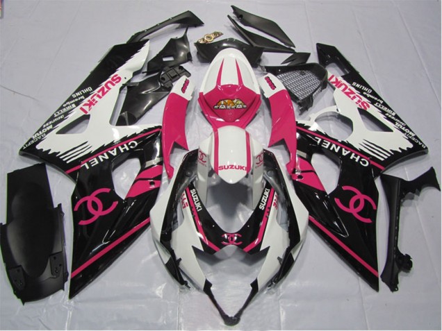 2005-2006 White Pink Black Chanel Suzuki GSXR 1000 Motorcycle Fairings