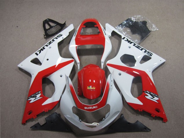2003-2004 White Red Suzuki GSXR 1000 Motorcycle Fairings