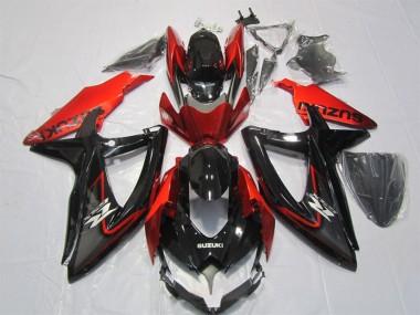 2007-2008 Glossy Black Red Suzuki GSXR 1000 Motorcycle Fairing