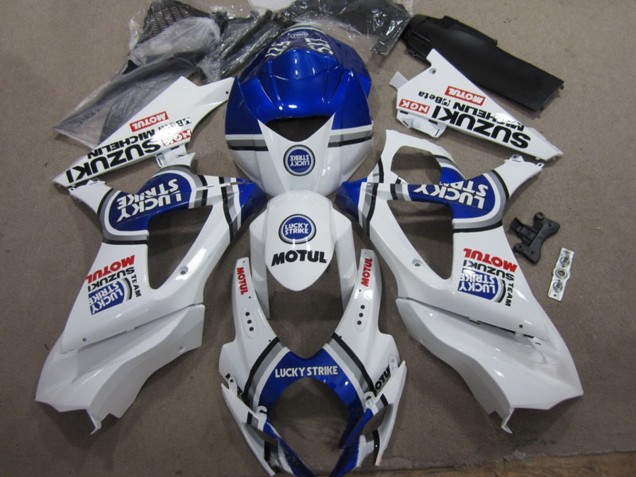 2007-2008 White Blue Lucky Strike Red Motul Suzuki GSXR 1000 Motorcycle Fairings