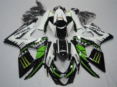 2009-2016 White Green Monster Black Pizzoli Suzuki GSXR 1000 Motorcycle Fairings