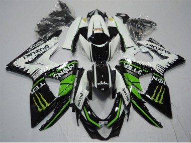 2009-2016 White Green Monster Black Pizzoli Suzuki GSXR 1000 Motorcycle Fairings