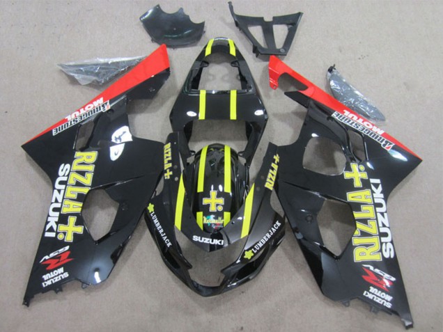 2004-2005 Glossy Black Red Yellow Rizla Suzuki GSXR 600 Motorcycle Fairings