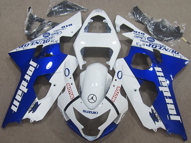 2004-2005 White Blue Jordan Motul Suzuki GSXR 600 Motorcycle Fairings