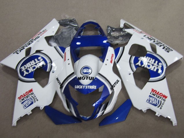 2004-2005 White Blue Lucky Strike Motul Suzuki GSXR 600 Motorcycle Fairings