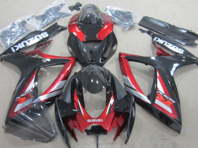 2006-2007 Glossy Black Red Silver Suzuki GSXR 600 Motorcycle Fairings
