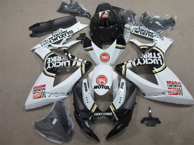 2006-2007 White Black Red Lucky Strike Motul Suzuki GSXR 600 Motorcycle Fairings