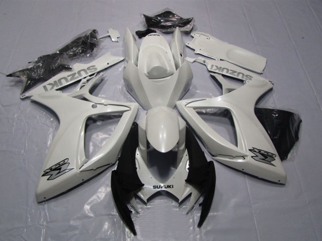 2006-2007 White Suzuki GSXR 600 Motorcycle Fairing