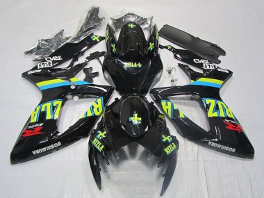 2006-2007 Glossy Black Yellow Rizla Red Suzuki GSXR 600 Motorcycle Fairings