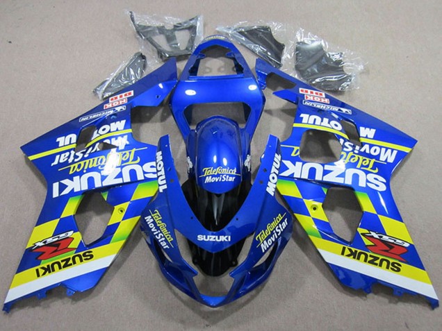 2004-2005 Blue Neon Yellow Telefonica MoviStar Motul Suzuki GSXR 750 Motorcycle Fairings