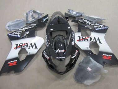 2004-2005 Glossy Black White West Moil Suzuki GSXR 750 Motorcycle Fairings