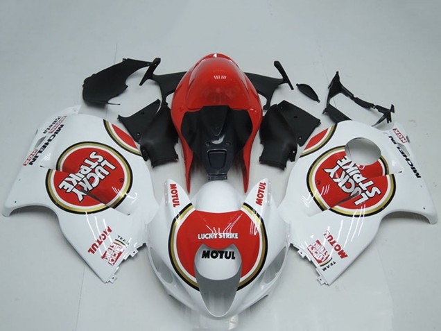 1996-2007 White Red Lucky Strike Motul Suzuki GSXR 1300 Hayabusa Motorcycle Fairings
