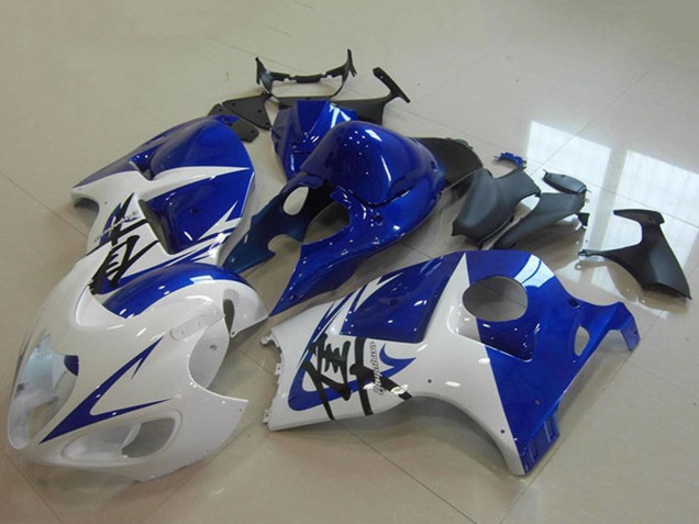1996-2007 White Blue Suzuki GSXR 1300 Hayabusa Motorcycle Fairing