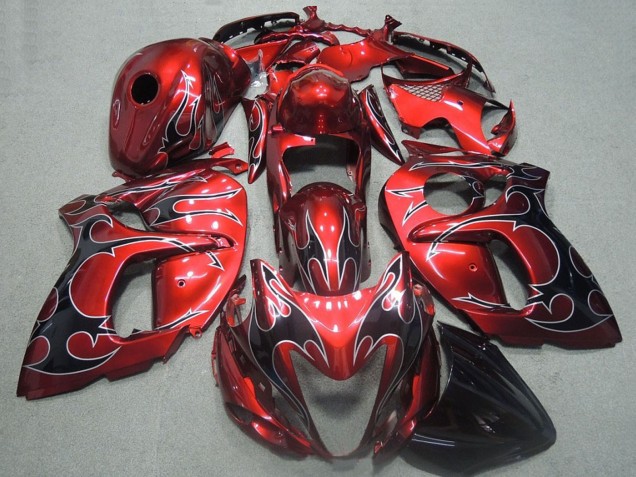 2008-2020 Red Black Flame Suzuki GSXR 1300 Hayabusa Motorcycle Fairings
