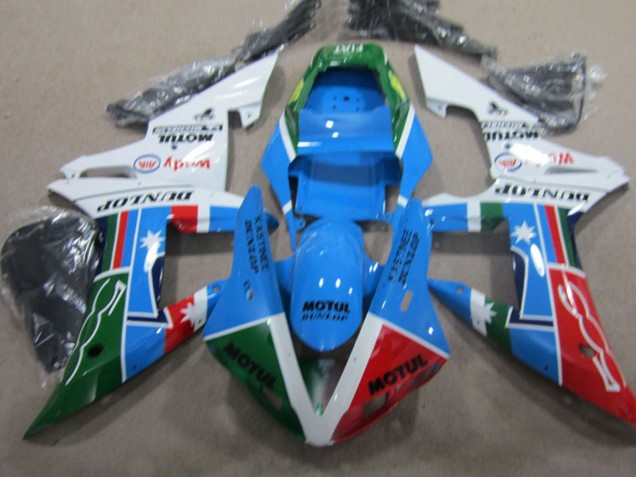 2002-2003 White Blue Green Red Black Motul Yamaha YZF R1 Motorcycle Fairings
