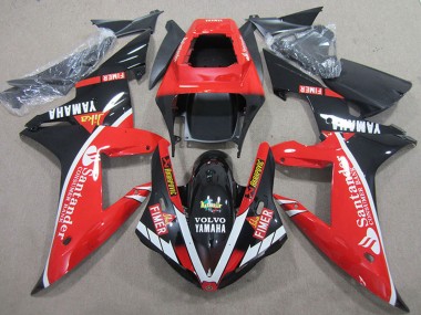 2004-2006 Red White Glossy Black Santander Yamaha YZF R1 Motorcycle Fairings