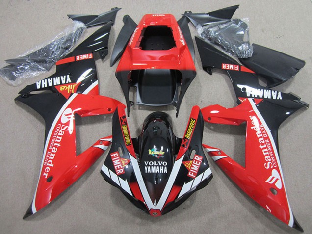 2004-2006 Red White Glossy Black Santander Yamaha YZF R1 Motorcycle Fairings