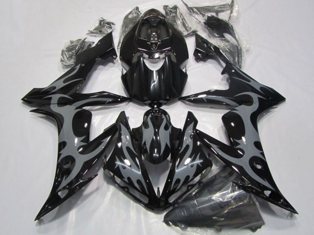 2004-2006 Glossy Black Grey Flame Yamaha YZF R1 Motorcycle Fairings