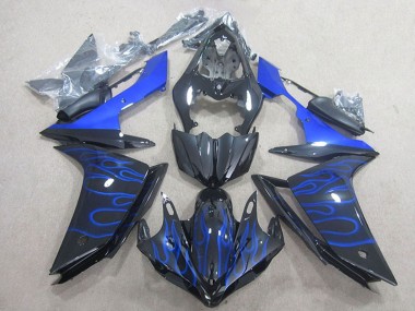 2007-2008 Glossy Black Blue Flame Yamaha YZF R1 Motorcycle Fairing