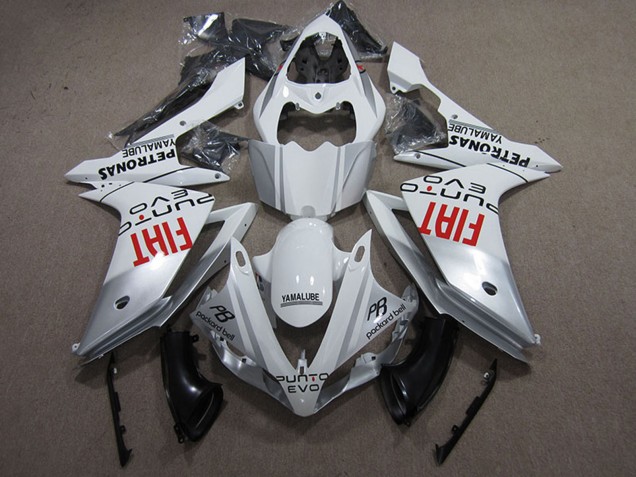 2009-2011 White Silver Red Fiat Yamaha YZF R1 Motorcycle Fairings