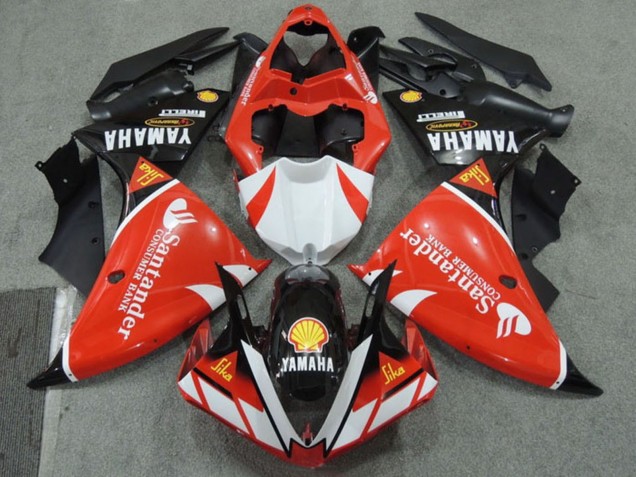 2009-2011 Red White Black Santander Red Yamaha YZF R1 Motorcycle Fairings