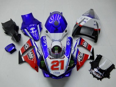 2015-2019 White Blue Red Black Green Monster 21 Yamaha YZF R1 Motorcycle Fairings