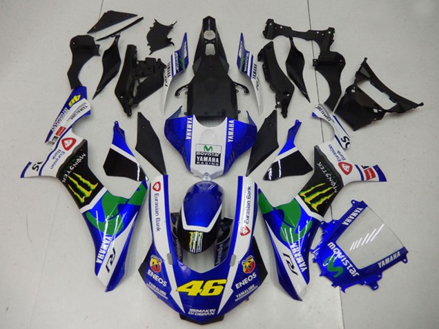2015-2019 White Blue Black Green ENEOS MoviStar Monster 46 Yamaha YZF R1 Motorcycle Fairings