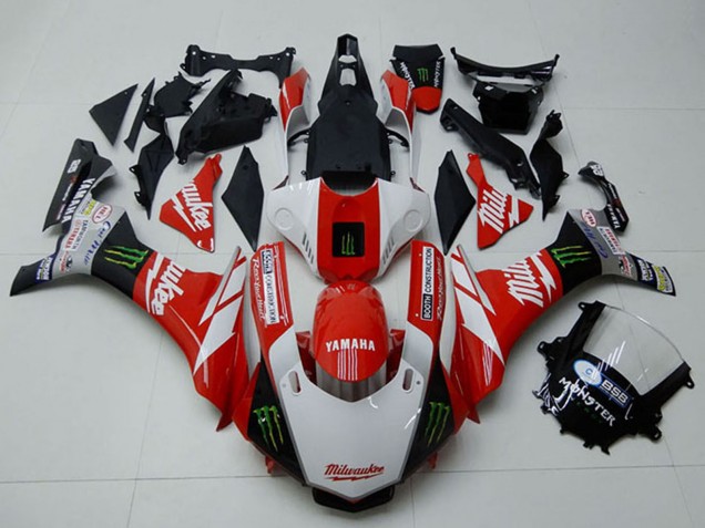 2015-2019 White Red Black Green Monster Milwaukee Yamaha YZF R1 Motorcycle Fairings