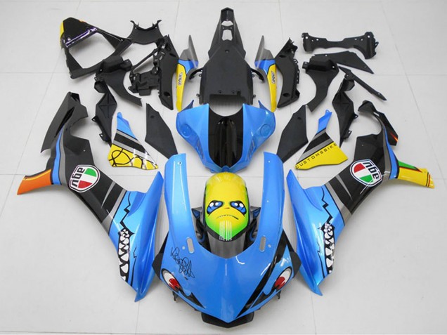 2015-2019 Blue Yellow Shark Yamaha YZF R1 Motorcycle Fairing Kits