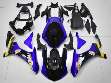 2015-2019 Blue Yellow Glossy Black Shark Yamaha YZF R1 Motorcycle Fairings