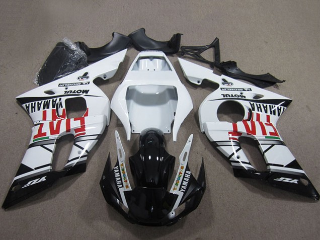 1998-2002 White Glossy Black Fiat Motul Michelin Yamaha YZF R6 Motorcycle Fairings