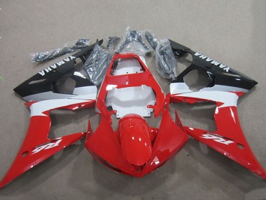 2003-2004 Red White Glossy Black Yamaha YZF R6 Motorcycle Fairing Kits