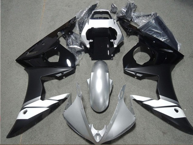 2003-2004 White Silver Glossy Black Matte Black Yamaha YZF R6 Motorcycle Fairings